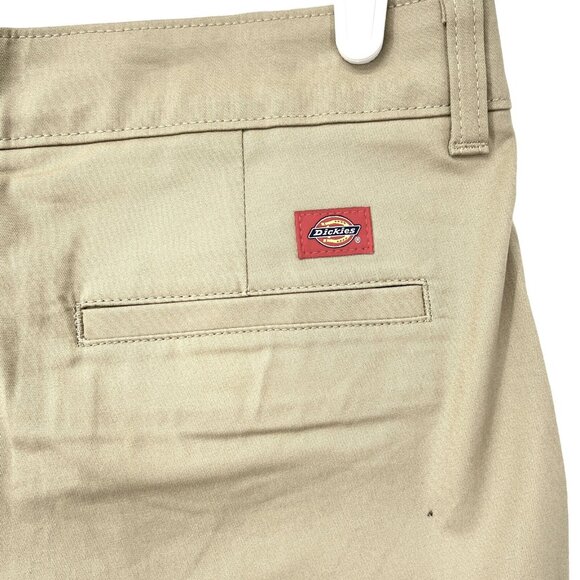 NWT Dickies Women Boot Cut Slim Fit Mid Rise Flat Front Beige Twill Pants Sz 12 - Picture 7 of 11